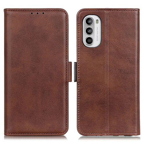 Leather Case Stands Flip Cover Holder M15L for Motorola Moto G82 5G Brown