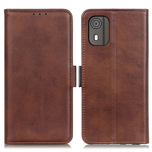 Leather Case Stands Flip Cover Holder M15L for Nokia C02 Brown