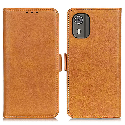 Leather Case Stands Flip Cover Holder M15L for Nokia C02 Light Brown