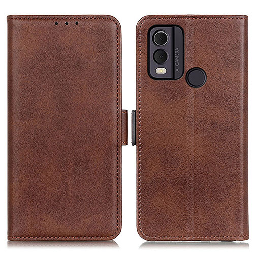 Leather Case Stands Flip Cover Holder M15L for Nokia C22 Brown