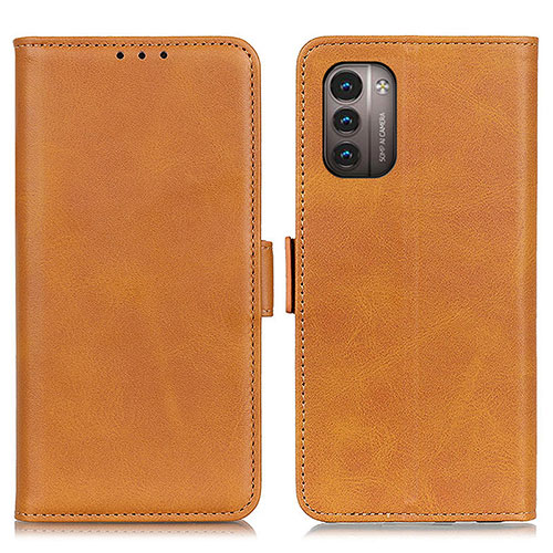 Leather Case Stands Flip Cover Holder M15L for Nokia G21 Light Brown