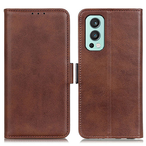 Leather Case Stands Flip Cover Holder M15L for OnePlus Nord 2 5G Brown