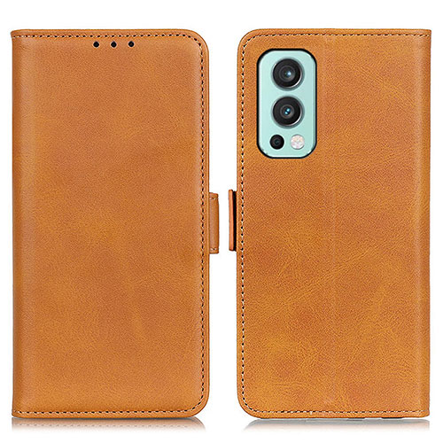 Leather Case Stands Flip Cover Holder M15L for OnePlus Nord 2 5G Light Brown