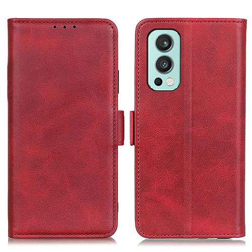 Leather Case Stands Flip Cover Holder M15L for OnePlus Nord 2 5G Red