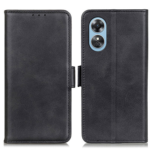 Leather Case Stands Flip Cover Holder M15L for Oppo A17 Black