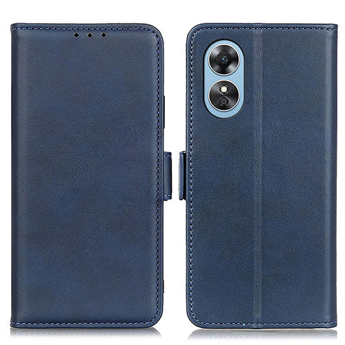 Leather Case Stands Flip Cover Holder M15L for Oppo A17 Blue