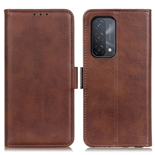 Leather Case Stands Flip Cover Holder M15L for Oppo A54 5G Brown