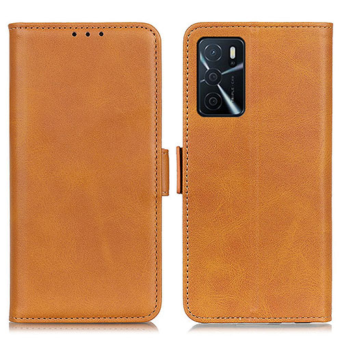 Leather Case Stands Flip Cover Holder M15L for Oppo A54s Light Brown