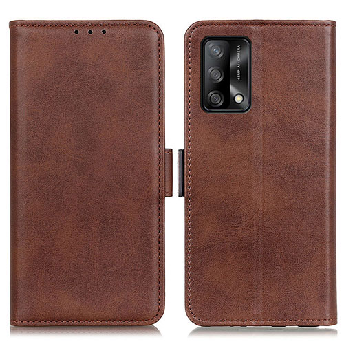 Leather Case Stands Flip Cover Holder M15L for Oppo F19s Brown