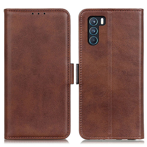 Leather Case Stands Flip Cover Holder M15L for Oppo K9 Pro 5G Brown