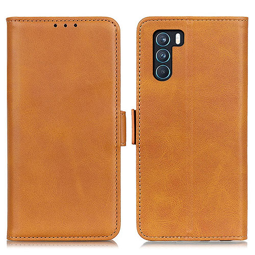 Leather Case Stands Flip Cover Holder M15L for Oppo K9 Pro 5G Light Brown