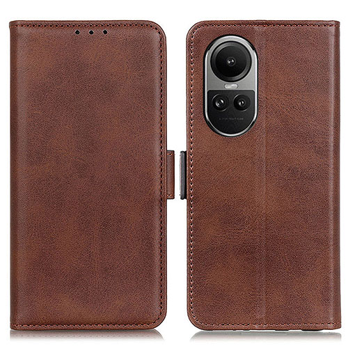 Leather Case Stands Flip Cover Holder M15L for Oppo Reno10 5G Brown