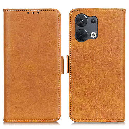 Leather Case Stands Flip Cover Holder M15L for Oppo Reno9 Pro+ Plus 5G Light Brown