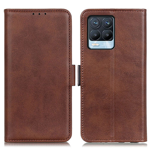 Leather Case Stands Flip Cover Holder M15L for Realme 8 Pro Brown