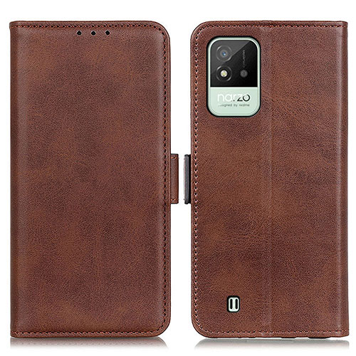 Leather Case Stands Flip Cover Holder M15L for Realme C20 Brown