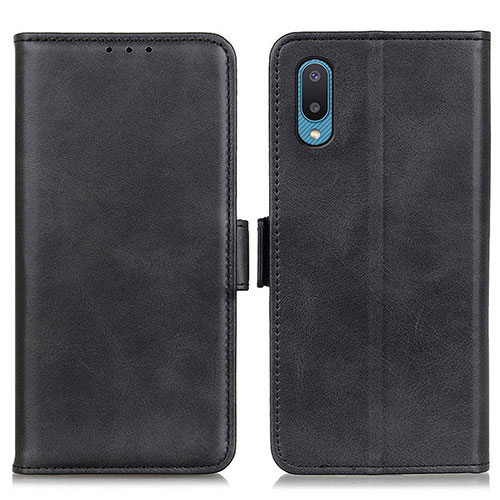 Leather Case Stands Flip Cover Holder M15L for Samsung Galaxy A02 Black
