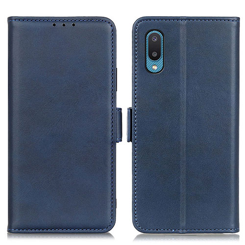 Leather Case Stands Flip Cover Holder M15L for Samsung Galaxy A02 Blue