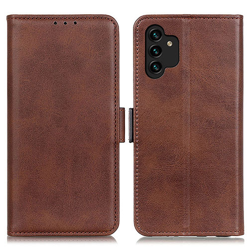 Leather Case Stands Flip Cover Holder M15L for Samsung Galaxy A13 5G Brown