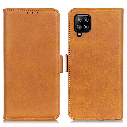 Leather Case Stands Flip Cover Holder M15L for Samsung Galaxy A22 4G Light Brown