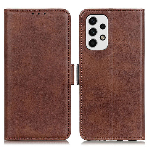 Leather Case Stands Flip Cover Holder M15L for Samsung Galaxy A23 4G Brown