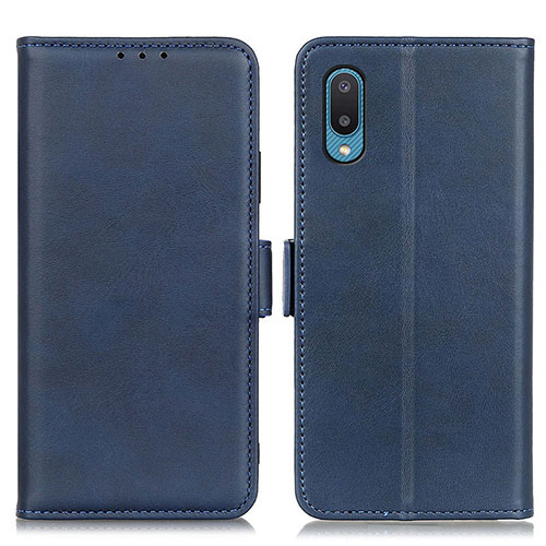 Leather Case Stands Flip Cover Holder M15L for Samsung Galaxy M02 Blue