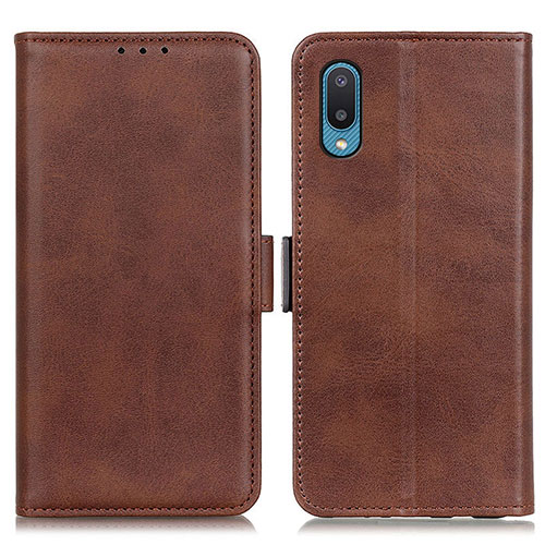 Leather Case Stands Flip Cover Holder M15L for Samsung Galaxy M02 Brown