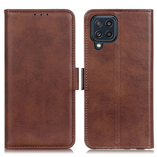 Leather Case Stands Flip Cover Holder M15L for Samsung Galaxy M32 4G Brown