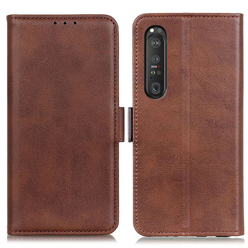 Leather Case Stands Flip Cover Holder M15L for Sony Xperia 1 III Brown