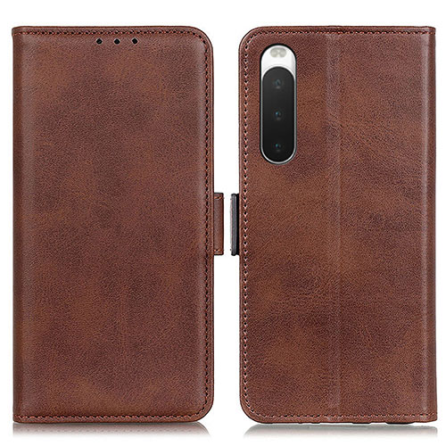 Leather Case Stands Flip Cover Holder M15L for Sony Xperia 10 IV Brown