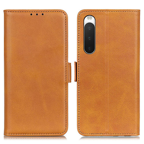 Leather Case Stands Flip Cover Holder M15L for Sony Xperia 10 IV SO-52C Light Brown