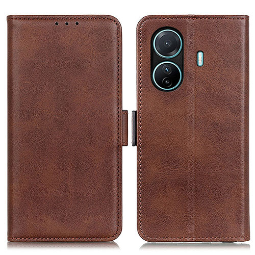 Leather Case Stands Flip Cover Holder M15L for Vivo iQOO Z6 Pro 5G Brown