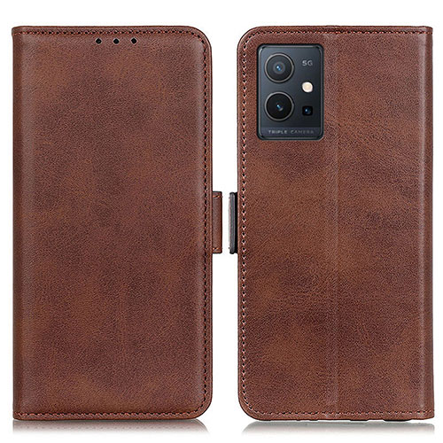 Leather Case Stands Flip Cover Holder M15L for Vivo Y55 5G Brown