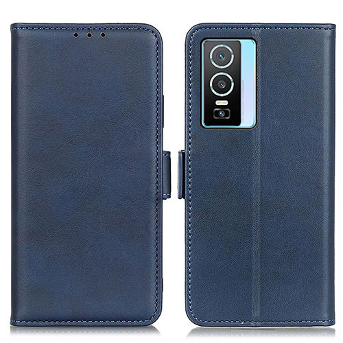 Leather Case Stands Flip Cover Holder M15L for Vivo Y74s 5G Blue