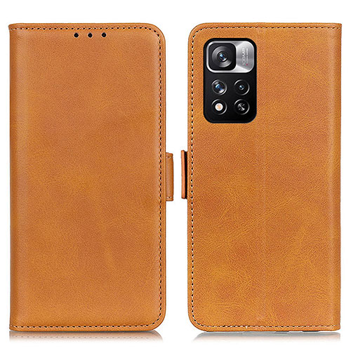 Leather Case Stands Flip Cover Holder M15L for Xiaomi Mi 11i 5G (2022) Light Brown