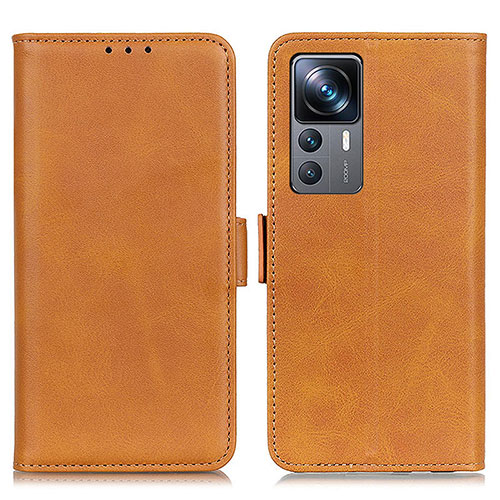 Leather Case Stands Flip Cover Holder M15L for Xiaomi Mi 12T Pro 5G Light Brown