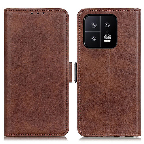 Leather Case Stands Flip Cover Holder M15L for Xiaomi Mi 13 5G Brown