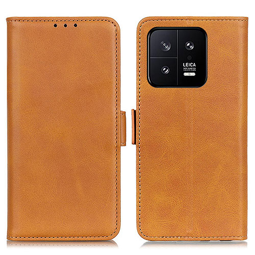 Leather Case Stands Flip Cover Holder M15L for Xiaomi Mi 13 5G Light Brown