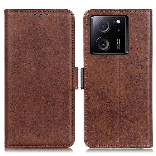 Leather Case Stands Flip Cover Holder M15L for Xiaomi Mi 13T Pro 5G Brown