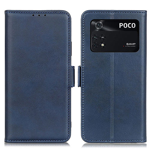 Leather Case Stands Flip Cover Holder M15L for Xiaomi Poco M4 Pro 4G Blue