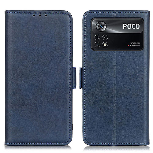 Leather Case Stands Flip Cover Holder M15L for Xiaomi Poco X4 Pro 5G Blue