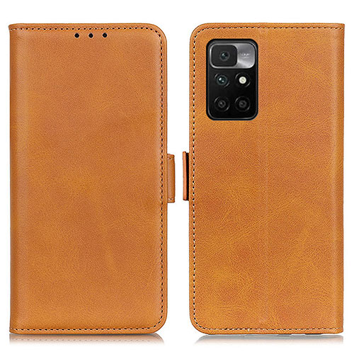 Leather Case Stands Flip Cover Holder M15L for Xiaomi Redmi 10 4G Light Brown