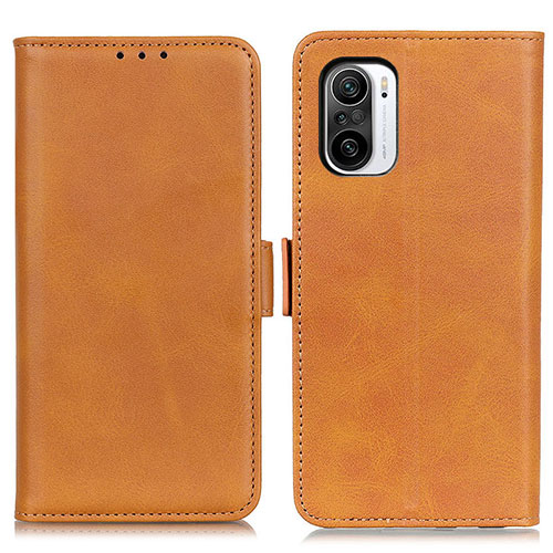 Leather Case Stands Flip Cover Holder M15L for Xiaomi Redmi K40 Pro+ Plus 5G Light Brown