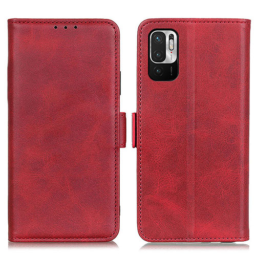 Leather Case Stands Flip Cover Holder M15L for Xiaomi Redmi Note 10 JE 5G Red