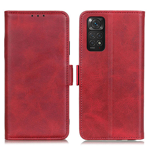 Leather Case Stands Flip Cover Holder M15L for Xiaomi Redmi Note 11 4G (2022) Red