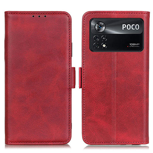 Leather Case Stands Flip Cover Holder M15L for Xiaomi Redmi Note 11E Pro 5G Red