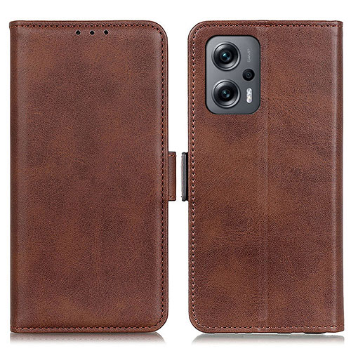 Leather Case Stands Flip Cover Holder M15L for Xiaomi Redmi Note 11T Pro 5G Brown