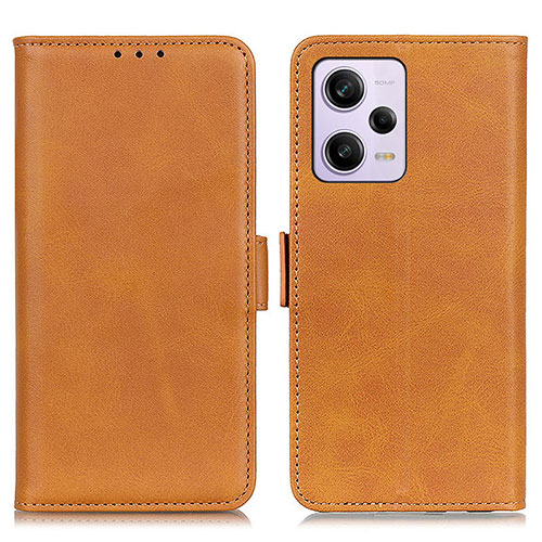 Leather Case Stands Flip Cover Holder M15L for Xiaomi Redmi Note 12 Pro 5G Light Brown