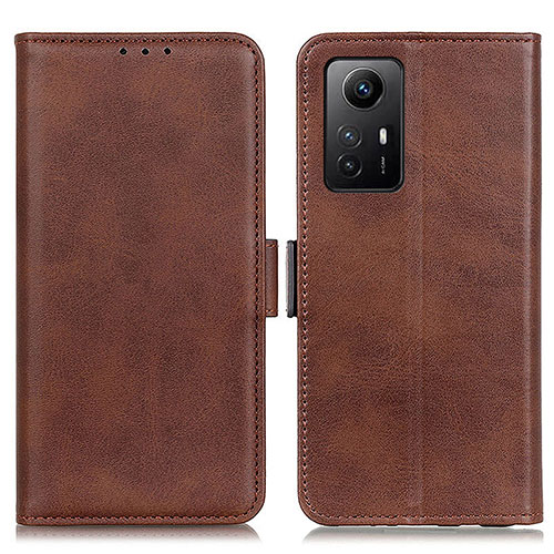 Leather Case Stands Flip Cover Holder M15L for Xiaomi Redmi Note 12S Brown