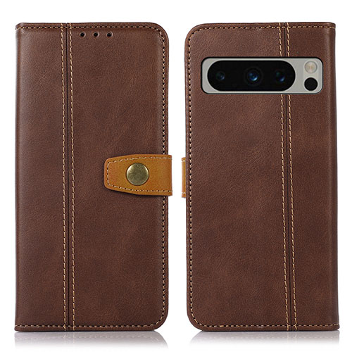 Leather Case Stands Flip Cover Holder M16L for Google Pixel 8 Pro 5G Brown