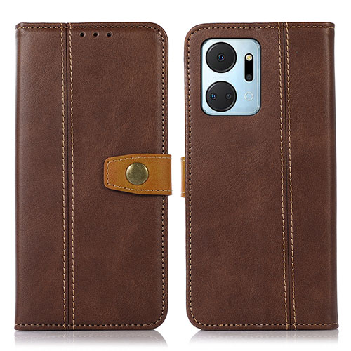 Leather Case Stands Flip Cover Holder M16L for Huawei Honor X7a Brown